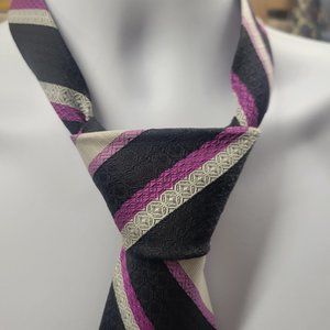 VINTAGE HABAND'S TIE 100% POLYESTER NECKTIE BLACK PURPLE & SILVER HABAND